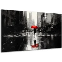 DARO Design Leinwandbild Modern Abstrakt Wandbilder XXL Wandbild Wand Deko Leinwand Bilder, (roter Schirm alleine - Bild Groß Wohnzimmer Schlafzimmer Küche Esszimmer Einteilig Querformat Fotodruck Leinwände Wanddeko Abstrakte Kunst Boho), 30x20cm