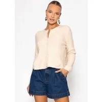 SASSYCLASSY Cardigan Cardigan mit Rippstruktur für Damen Flauschiger Strickcardigan mit Knopfleiste in geradem Schnitt