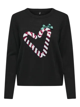 ONLY - ONLXMAS SHINE LS ONECK KNT Black - Gr. - M