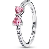 Pandora Silberring Damen-SilberFunkelnde Pinkfarbene Schleife
