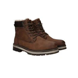 Mustang Herren-Cognac Braunes Kunstleder-Winter-Schnürstiefel – M0091001