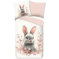 good morning Kinderbettwäsche Fien, Renforcé, 2 teilig, Baumwolle, Renforcé, 135x200, Wendeoptik, Kind, Mädchen, Kaninchen
