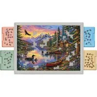 TSE Puzzleunterlage WELGEE Puzzel Brett Unterlage für 1500 Teile drehbar mit 4 Schubladen