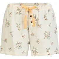By Louise Pyjamahose Lace Luxury (1-tlg., 1-teilig) Damen Schlafhose Pyjamahose Musselin Shorts kurz Baumwolle