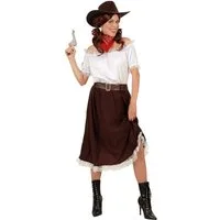Widmann S.r.l. Kostüm Cowgirl Damenkostüm Western braun-weiss