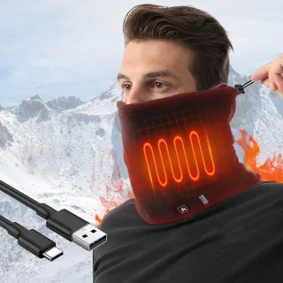IPRee Polar Fleece Heated Neck Scarf with 3 Temperature Settings Type-C Charging Electric Neck Warmer Thermal Neck Gaite