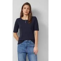 s.Oliver Kurzarmshirt T-Shirt Pointelle-T-Shirt mit Knopfleiste