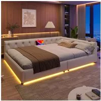 Flieks Daybett, Daybett Schlafsofa Doppelbett Tagesbett 140x200cm mit USB-Aufladen