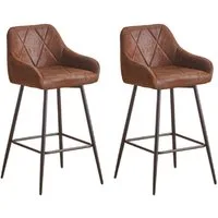 JYMTOM Barhocker Barstuhl mit Armlehne Gepolsterter Tresenhocker Bistrohocker (2 St), Outdoor Diamant Design Hocker, Braun