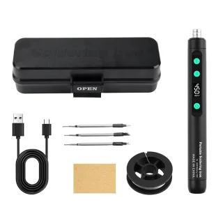 USB Soldering Iron Kit Type-C Rechargeable Compact 15W 200-450℃ Rapid Heating Adjustable Temperature Welding Tool Electr