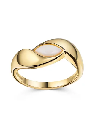 Zeeme Gemstones Ring 925/- Sterling Silber vergoldet Opal weiß
