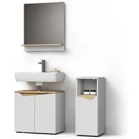 Livinity® Badmöbel-Set Timavo, Weiß/Artisan-Eiche, 3 Teile, mit Midischrank, (3-St)