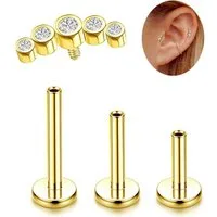Adramata Piercing-Set G23 Titan Helix Tragus Piercing Set Innengewinde Medizinischer