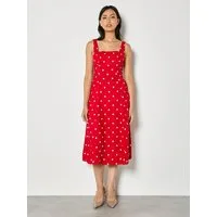 Apricot Druckkleid Midi-Kleid mit Polka-Dot-Muster