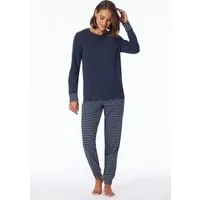 uncover by SCHIESSER Schlafanzug Uncover Nightwear (2 tlg) Rundhalsausschnitt, Pure Cotton, Streifen, Single Jersey, Langarm