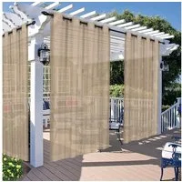 Jibenhome Outdoorvorhang Transparent Outdoor Vorhang mit Ösen,Spritzwassergeschützt (4 St), für Balkon Terrasse Rasen