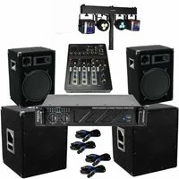 DSX 4100 Watt PA Komplett Set Mixer Anlage LED Licht Verstärke Musikanlage Party-Lautsprecher (2000 W)