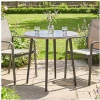 Outsunny Gartentisch mit Stahlrahmen, PE-Rattan-Rand, verstellbaren Füßen (4 Personen Campingtisch, 1-St., Buffettisch), für Garten, Terrasse, Balkon, Grau