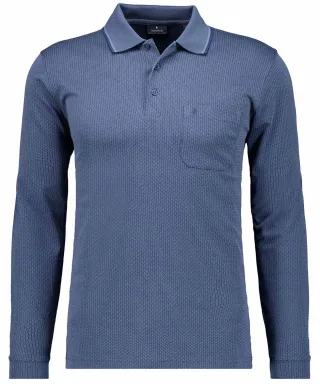 RAGMAN - Softknit-Polo Jacquard, Langarm azur - Gr. - S