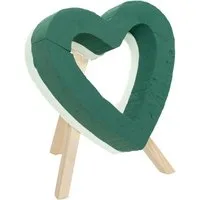 Creativery Bastelmoos, Nass Steckschaum Herz 30cm offen mit Holzständer H.32cm