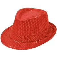 Party Factory Kostüm Pailletten-Hut rot Accessoire für Karneval oder Party, mit glitzernden Pailletten versehen