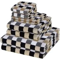 Cawö Handtuch Set Lifestyle, Walkfrottee (Spar-Set, 8-St), 2 X Wasch- 2 X Gäste- 2 X Dusch- 2 X Handtuch im Set - Baumwolle