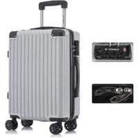 YONSLY Trolley Premium Hartschalen-Reisekoffer Trolley Handgepäck, 4 Rollen, TSA-Schloss, YKK-Reißverschluss, ABS-Hartschale, Aluminium