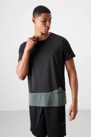 Farbblockiertes Rundhalsausschnitt T-Shirt