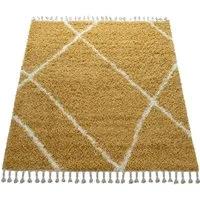 Paco Home Hochflor-Teppich Helsinki 531, rechteckig, Höhe: 45 mm, weicher Hochflor-Shaggy, Scandi Design, mit Fransen