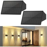 Nettlife LED Außen-Wandleuchte Solar 2ER Up Down Aussenbeleuchtung Kabellos 3000K, LED fest integriert, Warmweiß, Solar Aussenleuchte für Wand Zaun Terrasse Balkon