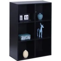 relaxdays Bücherregal Würfelform, schwarz, 6 Fächer
