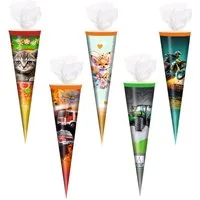 Livepac Office Schultüte 5x Schultüte / Zuckertüte / 35cm / mit Tüllverschluß / 5 Motive sortie