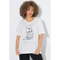 Ulla Popken T-Shirt T-Shirt Katze Oversized Rundhals Halbarm