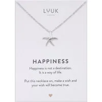 LUUK LIFESTYLE Kette mit Anhänger Seestern, mit HAPPINESS Spruchkarte, elegant