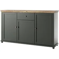 Lomadox Sideboard EPSOM-83, grün mit Lefkas Eiche Nb. Knopfgriffe messingfarben 160/93/42 cm
