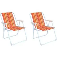 Mojawo Klappstuhl 2er Campingstuhl Outdoor Klappstuhl Gartenstuhl Tropisch gestreift