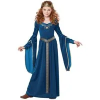 JADEO Kostüm Elegante Mittelalter-Prinzessin Mädchenkostüm blau-goldfarben