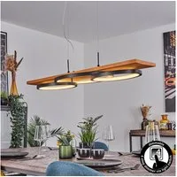 hofstein Pendelleuchte »Palermo« Hängelampe aus Metall/Holz/Kunststoff in Natur/Schwarz, 3000 Kelvin, Höhe max. 151cm, dimmbar über Lichtschalter, 4700 Lumen, 1xLED 40 Watt