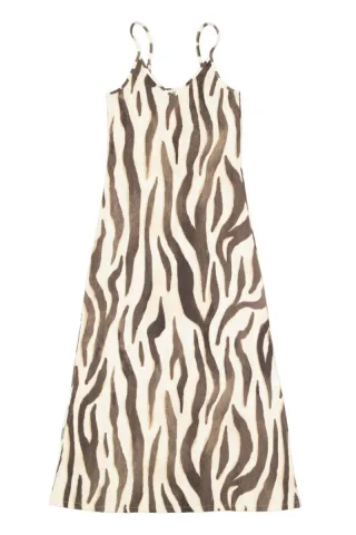 Garcia - Maxikleid mit Animalprint und Spaghettiträgern beige/braun - Gr. - XS