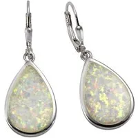 Vivance Paar Ohrhänger 925/- Sterling Silber synth. Opal weiß