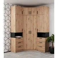 Marmex Möbel Schrank-Set Grant G14 Kinderzimmer-Set, Jugendzimmer-Set, (6-St., 2 Regale, Eckschrank, drei Schrankverlängerungen), Soft-Close-Türen, Vollauszug der Schubladen