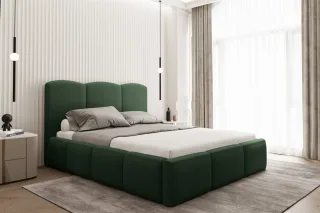 Polsterbett Doppelbett DUNIA Komplettset in Stoff Opera Velvet Grün 180x200cm