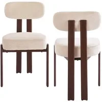 DITAIX Polsterstuhl 2er Set Esszimmerstühle Japandi, Wohnzimmerstuhl (2 St), mit Bouclé-Stoff & Holzoptik Metallgestell