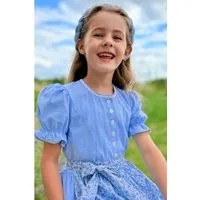 Isar-Trachten Dirndl Kinderdirndl 2tlg. - LIVIA - hellblau