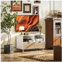 HOMCOM TV-Board TV Schrank Lowboard mit 2 Ablage, Schublade, 99 cm lang (TV Board, 1 St., Fernsehtisch), für Wohnzimmer, Weiß