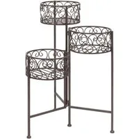 Dehner Blumenständer Blumenhocker Antik, 65 x 49 x 37.5 cm, Eisen pulverbeschichtet, braun, Pflanzentreppe im nostalgischen Design bietet Platz für 3 Pflanzen