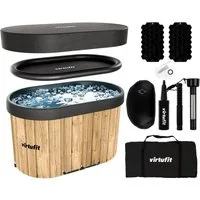 VirtuFit Badebottich VirtuFit Ovales Eisbad - 500 Liter - Wood Look inkl. Zubehör 80x80x75
