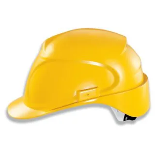 uvex airwing C-WR Schutzhelm mit Lüftung hinten mit Drehradsystem - langer Schirm gelb 52 cm - 61 cm - 9761130