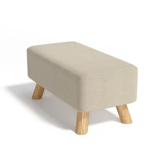 Livingandhome Polsterhocker, Beige, Eichenholz, Rechteckig, 57x25.7x28 cm, Wohnzimmer, Hocker