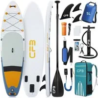 CFB SUP-Board Set 320/335 cm, extra breit, Komplettset, aufblasbares Stand Up Paddle Board, (mit Paddel, Pumpe, Rucksack, 5L Dry Bag und Schultergurt)